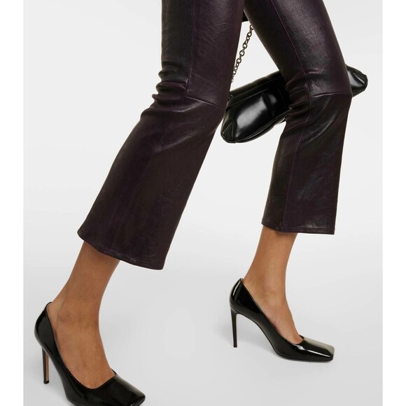 Frame Le Crop Mini Boot 23 Genuine Lamb Leather Mid Rise Pants Dark Brown - Picture 15 of 15